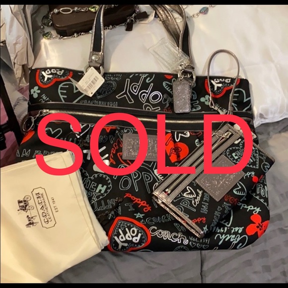 Coach Handbags - SOLD Coach 5pc NWT graffiti glam zippy wallet set